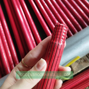 Red color-wooden-broom-handle -long-cap