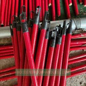 Red color-wooden-broom-handle -long-cap